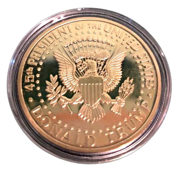 Donald Trump 2018 24K Gold Plated Collectible Eagle Coin with Fit Display Case - Picture 4 of 6